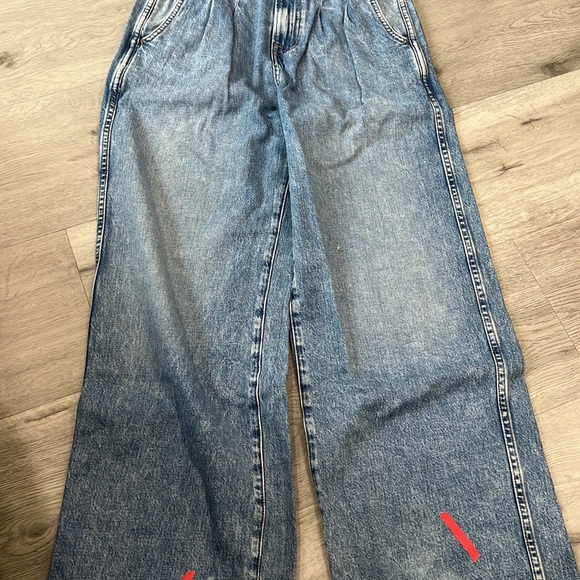 New - GRLFRND Morgan High Rise Pleated Wide Leg Jeans 100% Cotton Size 26 - Picture 3 of 9